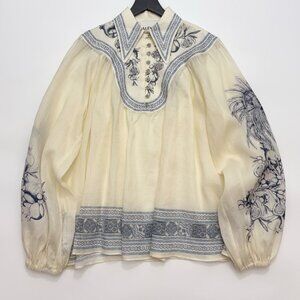 Alemais Loose Linen Long-Sleeve Shirt